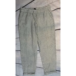 NWT J. Crew Re-Imagined Striped Linen Blend Drawstring Cropped Pants Size 10